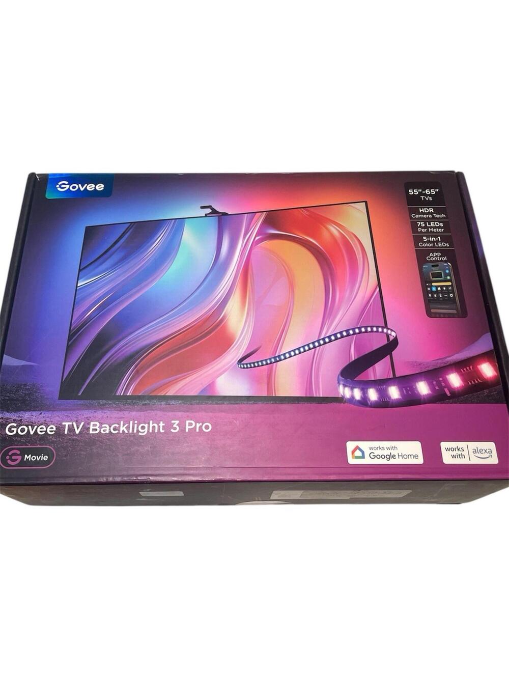 Govee TV Backlight 3 Pro For 55-65 Inch TV AI Triple Camera Siri App Control NEW